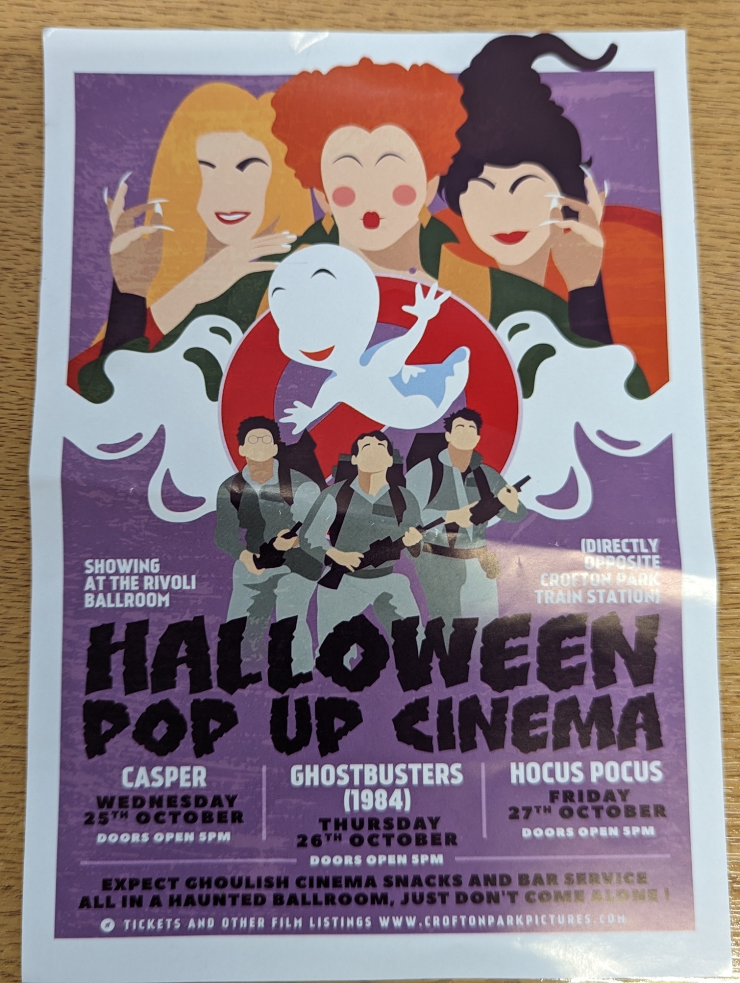Halloween Pop Up Cinema leaflet